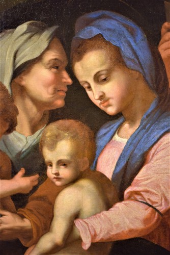 Sainte Famille, Elisabeth et Jean Baptiste - École italienne du XVIe siècle, cercle Andrea del Sarto - - Renaissance